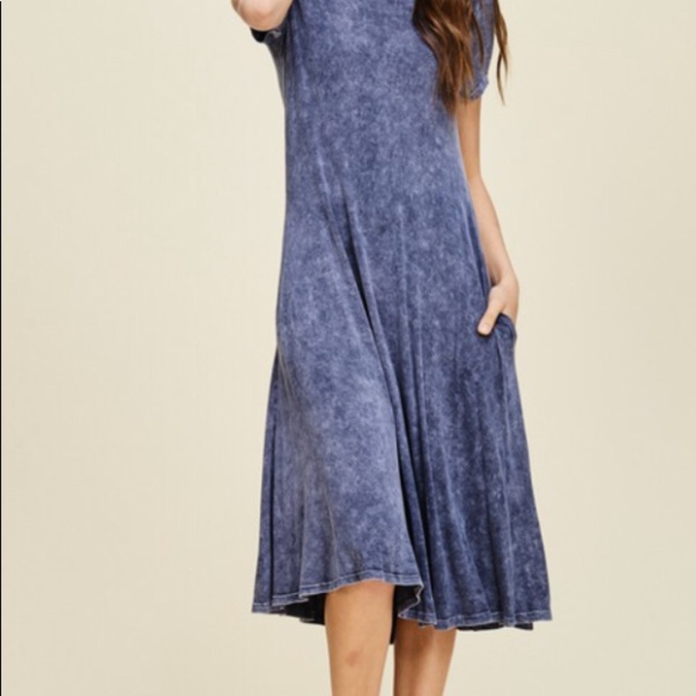 Mineral Washed Midi Dress with Pockets
